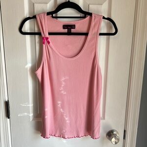 Betsey Johnson Light Pink Ribbed Tank with Bow Accent